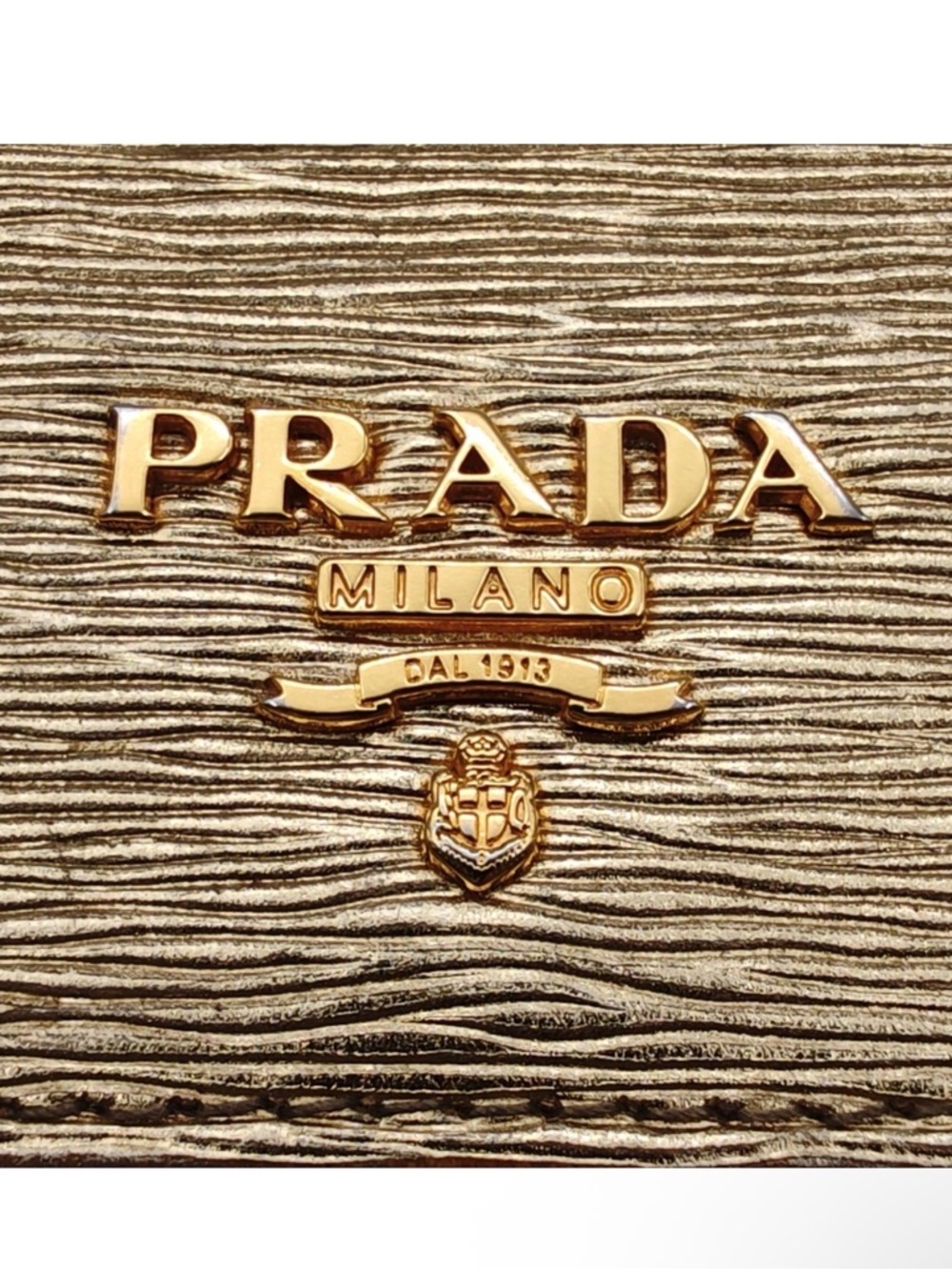 Prada Metallic Gold Saffiano Leather Flap Wallet - Picture 2 of 14